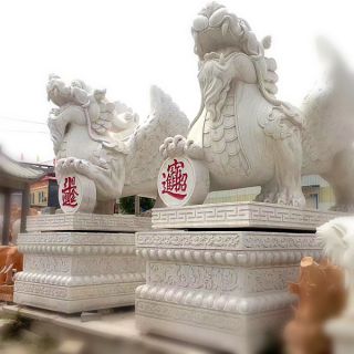 酒店漢白玉貔貅神獸石雕有什么寓意？
