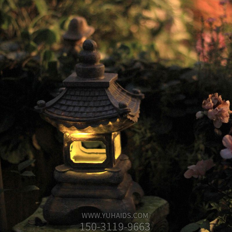 日式石燈室內落地創(chuàng)意擺件禪觀雕塑