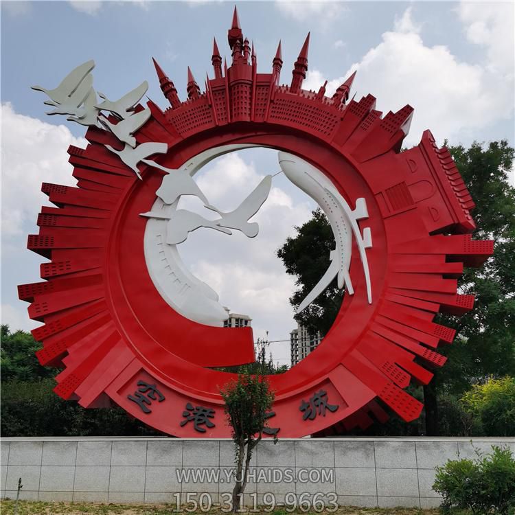 戶(hù)外廣場(chǎng)大型不銹鋼抽象圓環(huán)景觀擺件雕塑