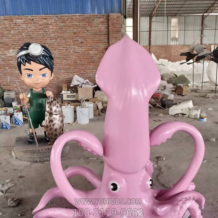大型玻璃鋼仿真卡通章魚(yú)雕塑 戶(hù)外噴泉景觀雕塑
