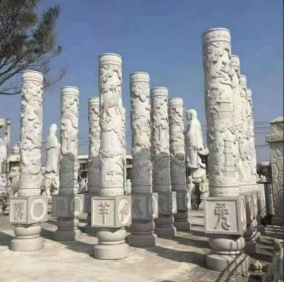 十二生肖石柱子，城市園林文化柱