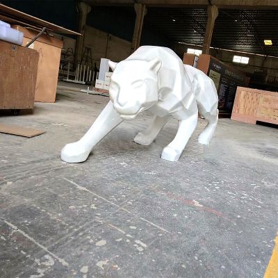 公園白鋼切面、電鍍、拋光、拉絲豹子雕塑