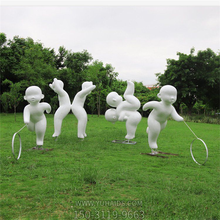 戶外人物玻璃鋼抽象小孩，公園學(xué)校廣場(chǎng)裝飾雕塑