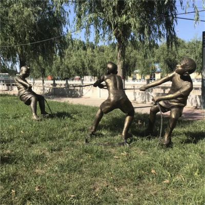 拔河，玻璃鋼民俗生活場(chǎng)景人物雕塑