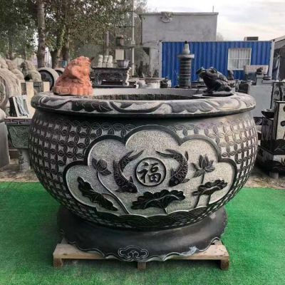 青石大水缸，石雕缸