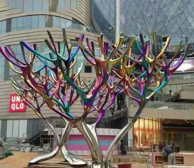 步行街?jǐn)[放不銹鋼彩色景觀(guān)樹(shù)雕塑