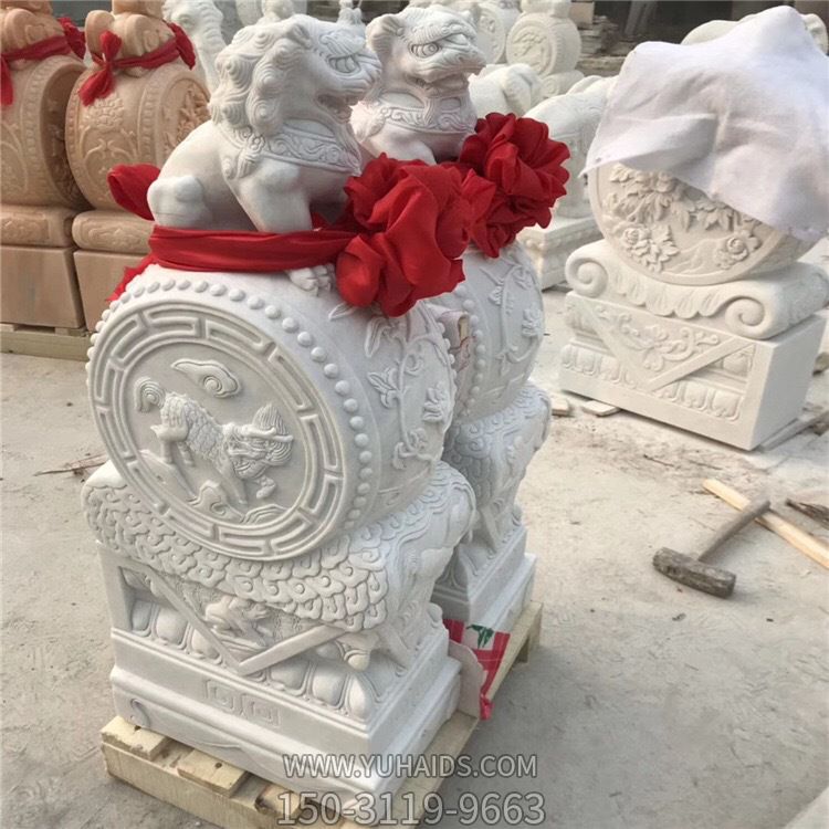 抱鼓石一對(duì)漢白玉庭院戶外門(mén)口仿古門(mén)墩雕塑