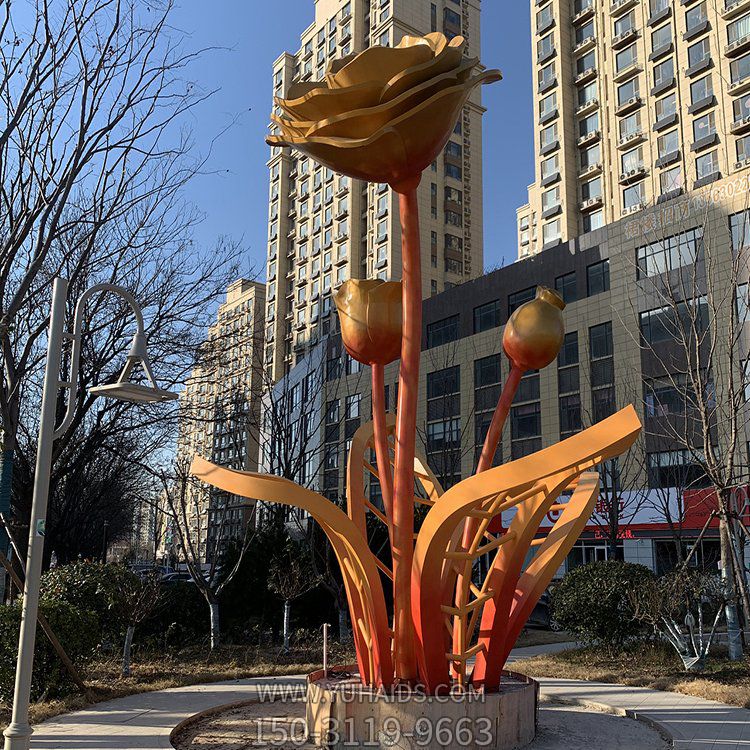 不銹鋼花朵，盛開的花兒景觀雕塑