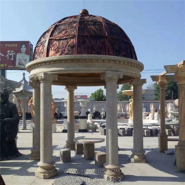 花崗巖鑄銅圓頂花園廣場擺放歐式?jīng)鐾さ袼?>
                                <h2>花崗巖鑄銅圓頂花園廣場擺放歐式?jīng)鐾さ袼?參數(shù)說明</h2>
                                                                        <table>
                                      <tr>
                                        <th>產(chǎn)品標題</th>
                                        <td>花崗巖鑄銅圓頂花園廣場擺放歐式?jīng)鐾さ袼?/td>
                                      </tr>
                                      <tr>
                                        <th>發(fā)布時間</th>
                                        <td>2023-06-07 10:52</td>
                                      </tr>
                                      <tr>
                                        <th>價格</th>
                                        <td><span>電話咨詢</td>
                                      </tr>
                                                                              <tr>
                                          <th>雕刻內(nèi)容</th>
                                          <td>涼亭</td>
                                        </tr>
                                                                              <tr>
                                          <th>應用場所</th>
                                          <td>廣場</td>
                                        </tr>
                                                                              <tr>
                                          <th>制作材質(zhì)</th>
                                          <td>花崗巖、鑄銅</td>
                                        </tr>
                                                                          </table>
                                <h2>花崗巖鑄銅圓頂花園廣場擺放歐式?jīng)鐾さ袼?詳細說明</h2>
                                <p>玉海雕塑是一家綜合性的雕塑公司，擁有多款花崗巖鑄銅圓頂花園廣場擺放歐式?jīng)鐾さ袼苣Ｐ?，可加工定制多種花崗巖鑄銅圓頂花園廣場擺放歐式?jīng)鐾さ袼埽С植馁|(zhì)、樣式、風格、尺寸大小等方面的調(diào)整修改定制。我們所加工制作的花崗巖鑄銅圓頂花園廣場擺放歐式?jīng)鐾さ袼苜|(zhì)優(yōu)價廉，遍布全國多個省市地區(qū)，想要了解更多案例圖片，請電話或微信咨詢。材質(zhì)、大小、樣式等都可以按需定制，還可根據(jù)您提供給的花崗巖鑄銅圓頂花園廣場擺放歐式?jīng)鐾さ袼軜訄D進行制作！如有相關(guān)需求，歡迎致電（微信同號）：<span>150-3119-9663</span></p>
                                                                <div   class=