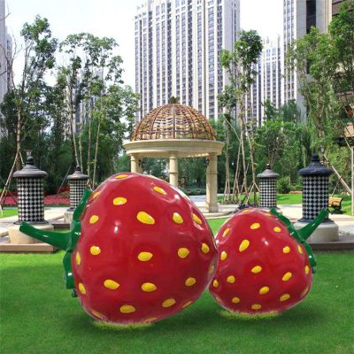 玻璃鋼草莓，小區(qū)綠地裝飾仿真水果