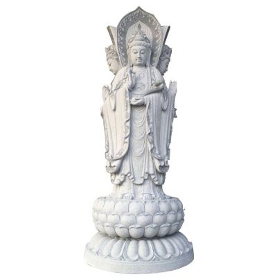 大理石石雕三面景區(qū)園林大型觀(guān)世音雕塑