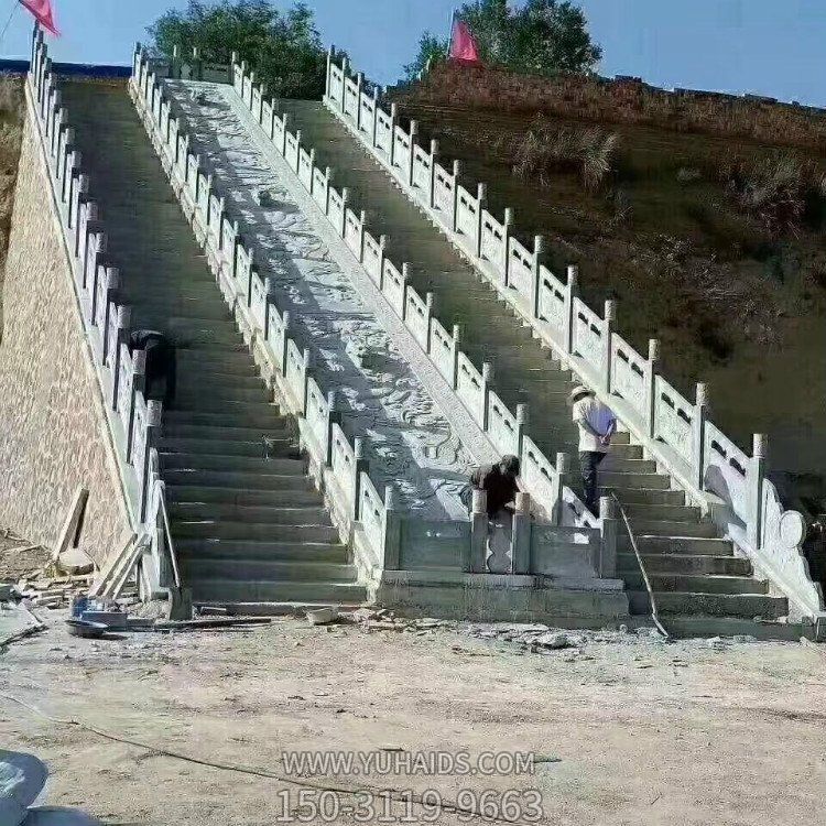 景區(qū)樓梯石欄桿，漢白玉石刻浮雕雕塑