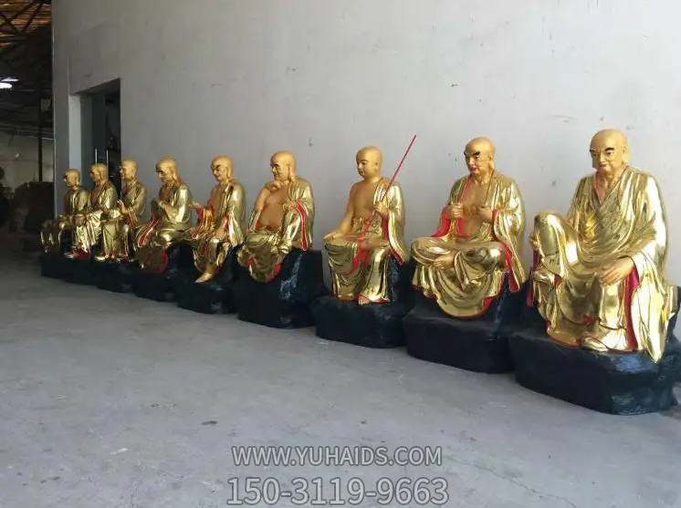 十八羅漢塑像，玻璃鋼漆金佛像系列雕塑