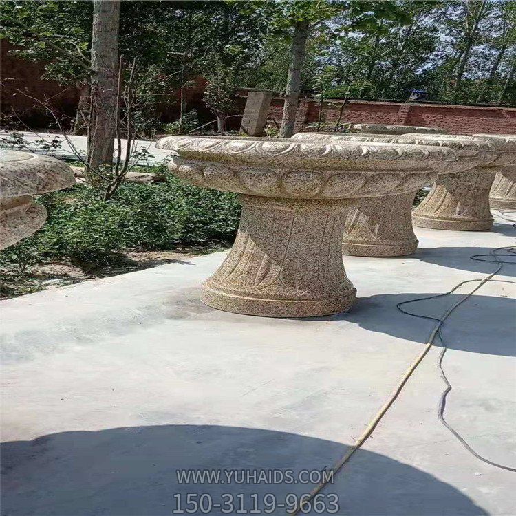 花崗巖石材花盆，園林大花壇花缽雕塑