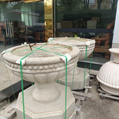 花崗巖石雕花盆，歐式大花缽