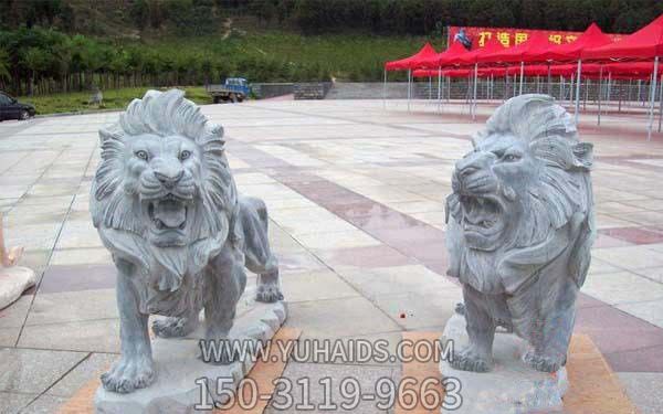 獅子雕塑-戶(hù)外景區(qū)大型行走的砂石石雕獅子雕塑