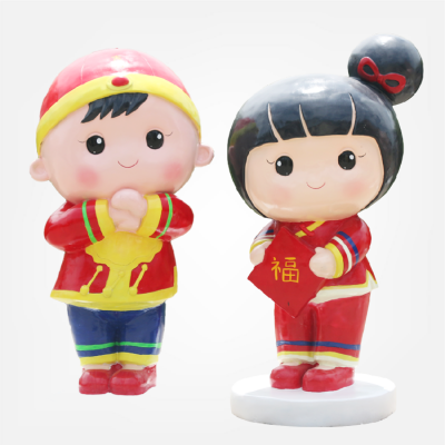 拜年小公仔，玻璃鋼商場(chǎng)春節(jié)美陳卡通人偶