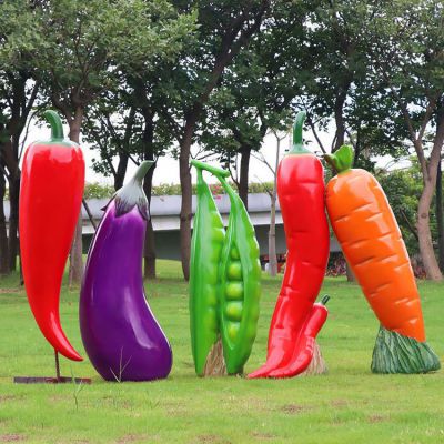 玻璃鋼仿真蔬菜，辣椒、茄子、豌豆和胡蘿卜