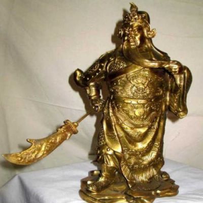 黃銅色關(guān)羽塑像，鑄銅歷史名人關(guān)于長雕塑