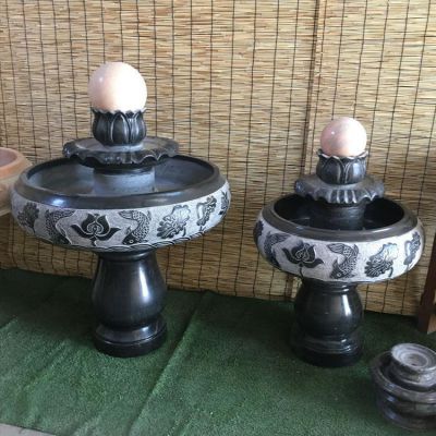 小型室內(nèi)黑色大理石風(fēng)水球水缽，辦公家用招財(cái)風(fēng)水?dāng)[件