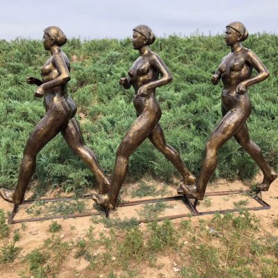 競(jìng)走，玻璃鋼仿銅美女雕塑