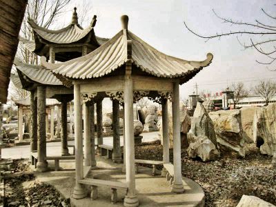 戶(hù)外園林?jǐn)[放小型仿古建涼亭休息座椅雕塑