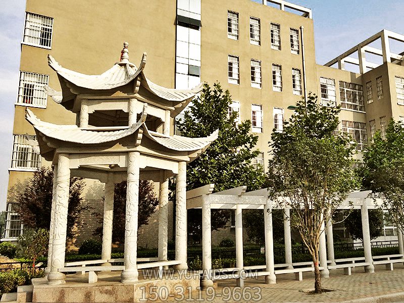 學?；▓@裝飾漢白玉仿古建涼亭花架雕塑