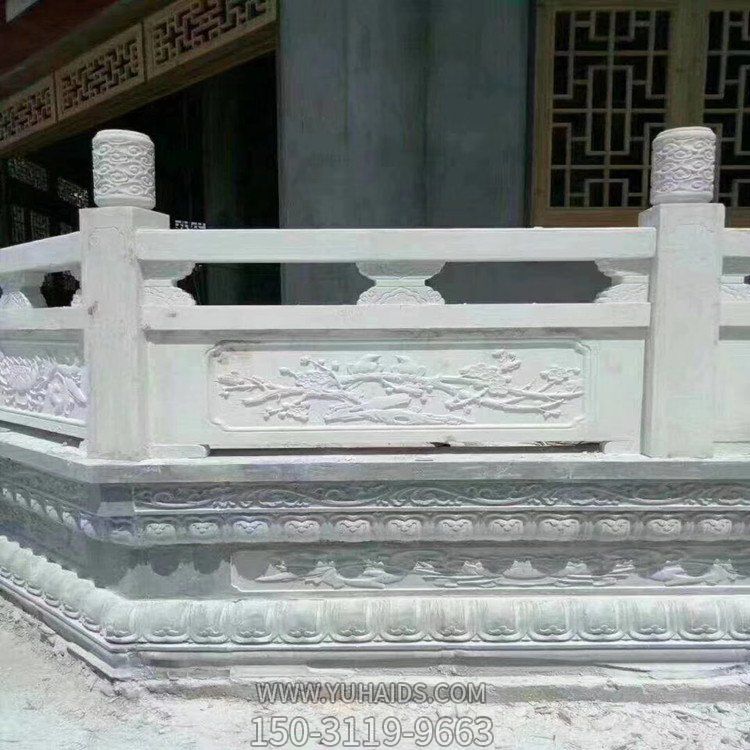 中式仿古石雕漢白玉欄板景點寺廟臺階防護(hù)圍欄雕塑