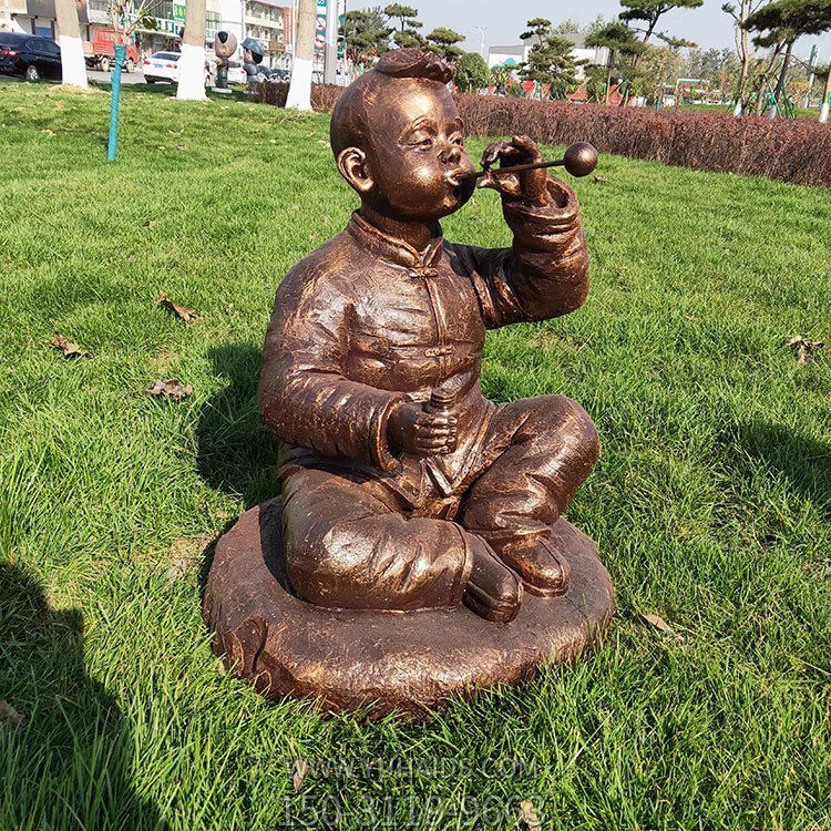 童趣系列人物，吹泡泡的小男孩雕塑