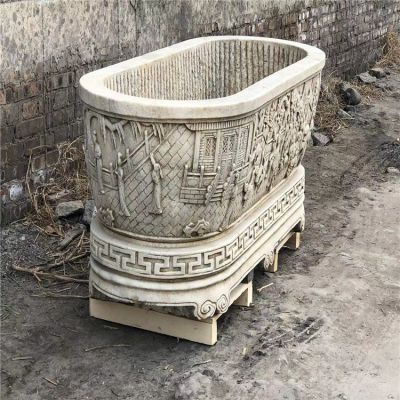 漢白玉仿古石槽，深水槽