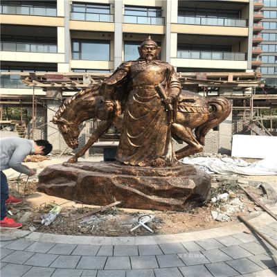 岳飛銅雕，玻璃鋼仿銅歷史名人，民族英雄人物雕塑