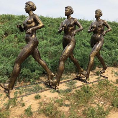 競走人物塑像，玻璃鋼仿銅運動主題人物雕塑