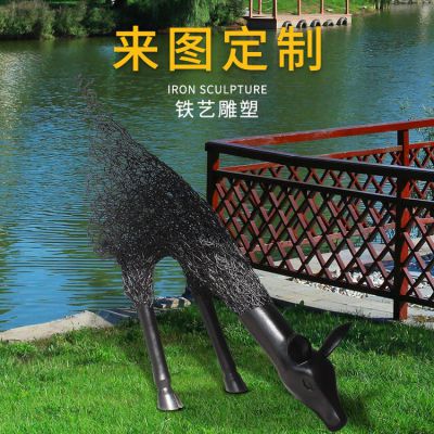 鐵藝鹿，抽象藝術(shù)鹿造型雕塑