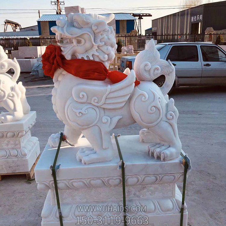 大理石石雕戶外園林庭院門(mén)口獅子雕塑