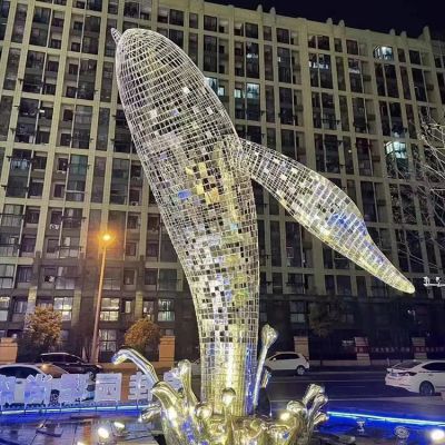 不銹鋼鯨魚，大型鐵藝鏤空網(wǎng)格鯨魚水景裝飾景觀