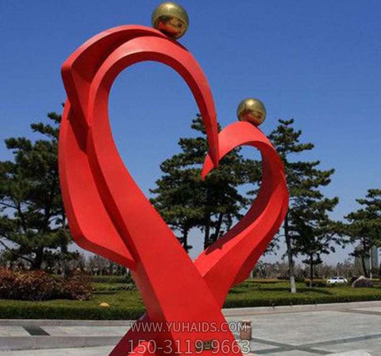 廣場(chǎng)創(chuàng)意不銹鋼抽象交叉愛心雕塑