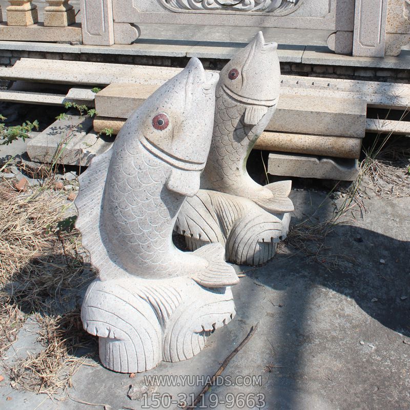公園廣場(chǎng)鯉魚(yú)吐水景觀石雕噴泉雕塑