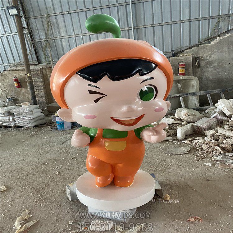 玻璃鋼卡通人物，橘子橙子公仔形象雕塑