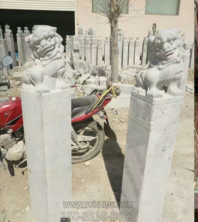 獅子栓馬柱，古建園林拴馬樁雕塑