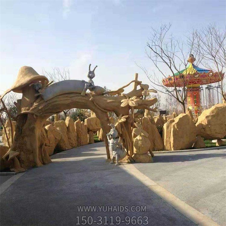 戶(hù)外游樂(lè)場(chǎng)大型創(chuàng)意玻璃鋼門(mén)頭拱門(mén)擺件雕塑
