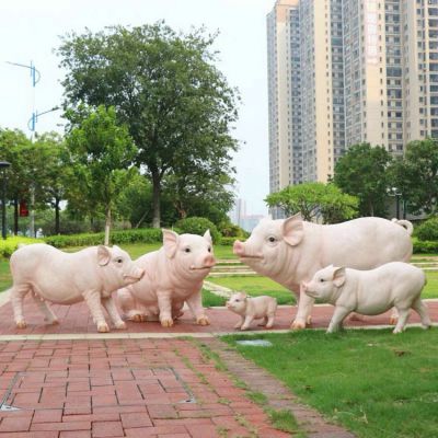 玻璃鋼仿真豬，豬仔仿真動物雕塑