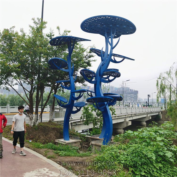 戶(hù)外園林廣場(chǎng)大型不銹鋼鏤空噴漆樹(shù)城市景觀地標(biāo)雕塑