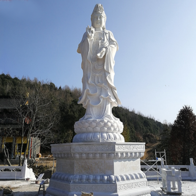 觀音佛像，漢白玉滴水觀音石雕石像