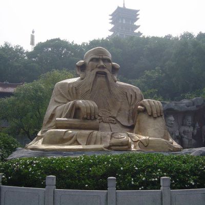 廣場(chǎng)景區(qū)大型銅雕老子，戶(hù)外仿銅古代人物雕塑