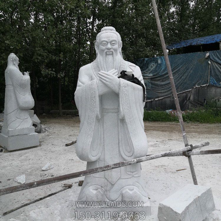 孔子石雕像，漢白玉大理石石雕孔圣人雕塑