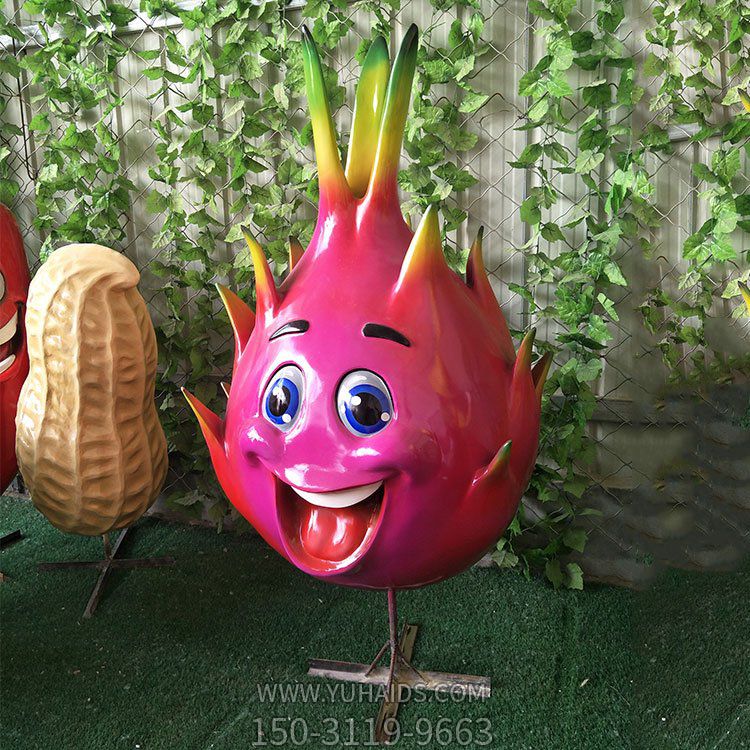火龍果，玻璃鋼卡通植物雕塑擺件