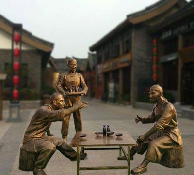 景區(qū)街邊銅雕人物喝酒景觀(guān)創(chuàng)意酒文化雕塑