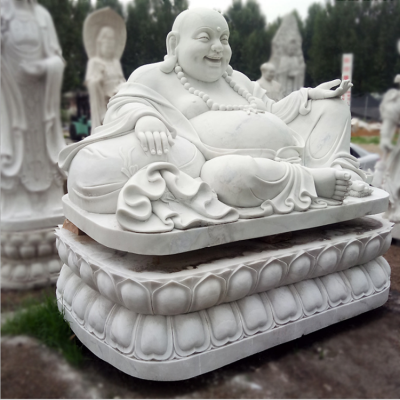漢白玉彌勒佛，大型笑佛菩薩石雕像