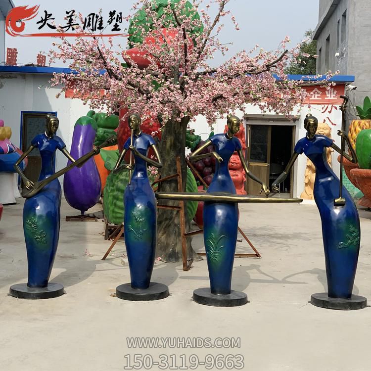 玻璃鋼彩繪梅蘭竹菊音樂(lè)抽象人物雕塑 酒店會(huì)所景觀擺件 央美定制