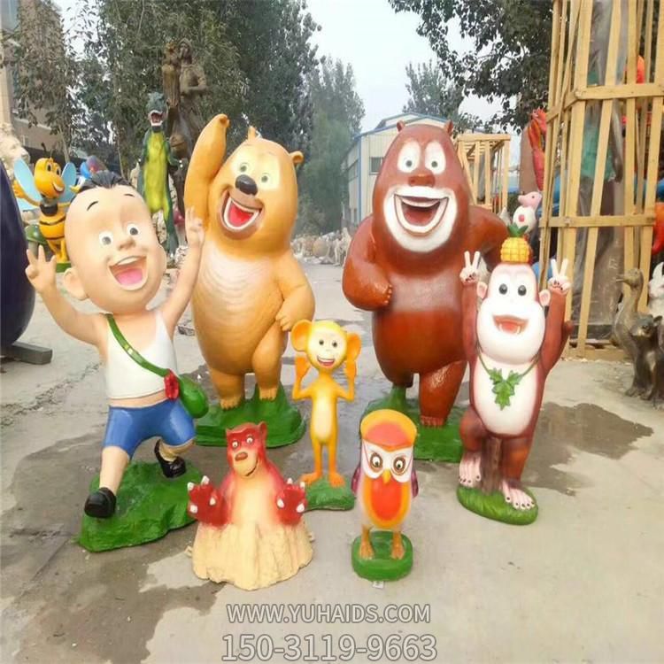 動(dòng)畫(huà)片人物景觀玻璃鋼卡通熊出沒(méi)雕塑